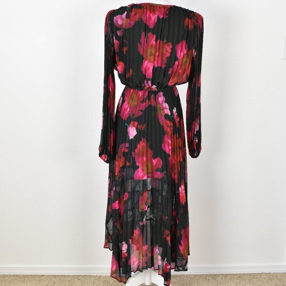Steve Madden Pleated Floral Midi Long Sleeve Dress - S - Picture 7 of 10